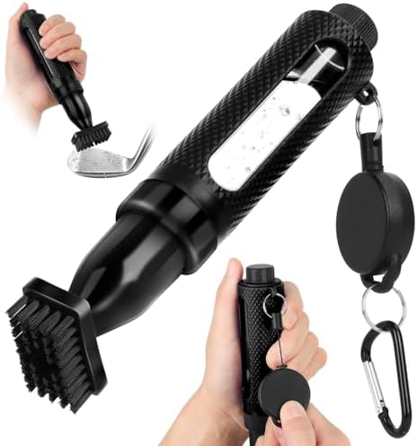 Golf Club Cleaner Brush, Golf Water Brush with Water Bottle and Retractable Clip Push Button for Easy Cleaning with Nylon Bristles Essentials Golf Accessories for Men and Women Golfer