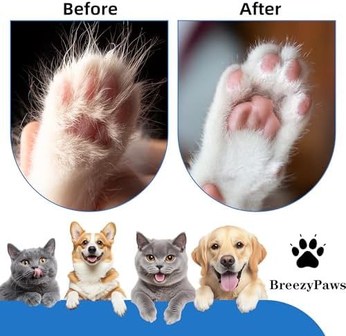 BreeyPaws Cat Clippers Dog Paw Trimmer Grooming Kit,4 in 1 Cat Shaver for matted Fur Claw Silent,Pet Shaver Trimmer for Dogs Cats Paws,2 Speed Battery Display Startup Locked USB Charge Cable (White)