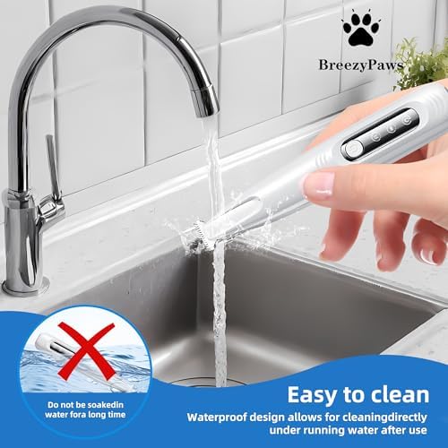 BreeyPaws Cat Clippers Dog Paw Trimmer Grooming Kit,4 in 1 Cat Shaver for matted Fur Claw Silent,Pet Shaver Trimmer for Dogs Cats Paws,2 Speed Battery Display Startup Locked USB Charge Cable (White)