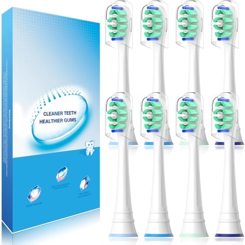 Toothbrush Heads Compatible with Philips Sonicare Electric Toothbrush, Replacement Brush Heads Fit for Sonicare 3100 4100 4300 5300 5500 6100 9000 (8 White, 8 Count(Pack of 1))