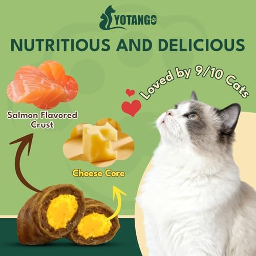 YOTANGO Cat Flea & Tick Chews 500 Crunchy Creamy Chewables, Skin & Coat Support, Salmon Flavor