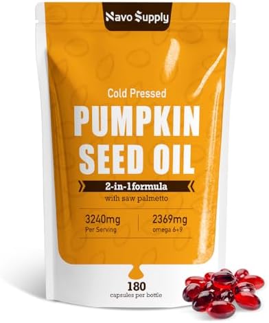 Pumpkin Seed Oil 3000mg - 100% Cold Pressed | 80% Linoleic & Oleic Acid | 180 Softgels, Naturally High in Essential Fatty Acids