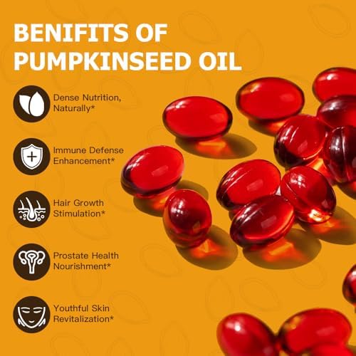 Pumpkin Seed Oil 3000mg - 100% Cold Pressed | 80% Linoleic & Oleic Acid | 180 Softgels, Naturally High in Essential Fatty Acids