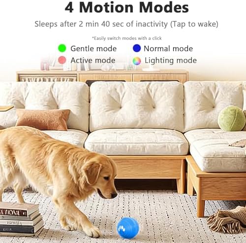 Interactive Dog Ball, Smart Interactive Dog Toys for Boredom, Automatic Bouncing Moving Dog Toy Ball Durable TPU+PC Shell Active Rolling Balls for Puppy/Small/Medium Dogs Indoor Outdoor