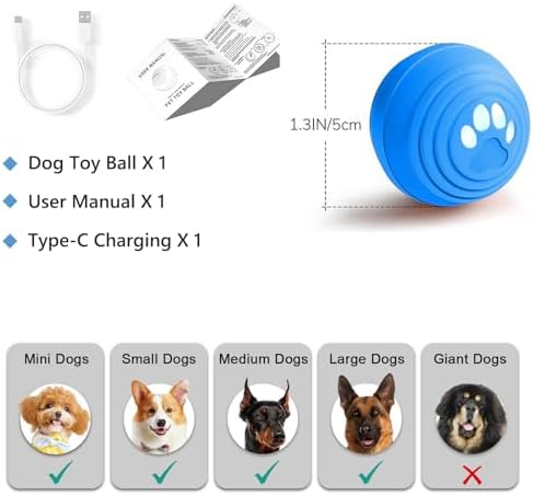 Interactive Dog Ball, Smart Interactive Dog Toys for Boredom, Automatic Bouncing Moving Dog Toy Ball Durable TPU+PC Shell Active Rolling Balls for Puppy/Small/Medium Dogs Indoor Outdoor