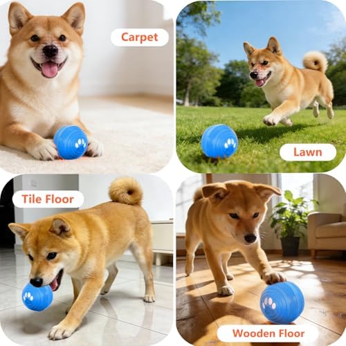 Interactive Dog Ball, Smart Interactive Dog Toys for Boredom, Automatic Bouncing Moving Dog Toy Ball Durable TPU+PC Shell Active Rolling Balls for Puppy/Small/Medium Dogs Indoor Outdoor