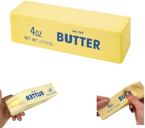 Squeeze Butter Toy, Soft Butter Squishys Stress Relief Block PU Material Butter Stick Slow Rising Squishy Food Fidget Toy for Indoor and Outdoor