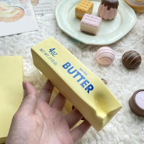 Squeeze Butter Toy, Soft Butter Squishys Stress Relief Block PU Material Butter Stick Slow Rising Squishy Food Fidget Toy for Indoor and Outdoor
