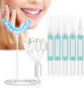 LED Teeth Whitening Kit - Blue Light Whitening Tray and 5 x 3ml Tooth Whitening Gel Pens - Home Teeth Whitener for Sensitive Teeth - Effectively Removes Surface Stains