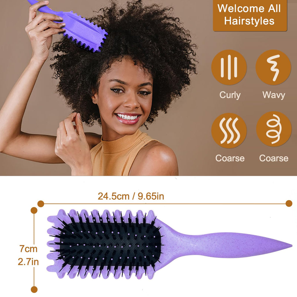 ENGHEK Curly Hair Brush, Bounce Curl Brush for Curl Hair, Curl Defining Brush for Women Men, Detangling Curl Brush Boar Bristle Hair Brush Less Pulling,...