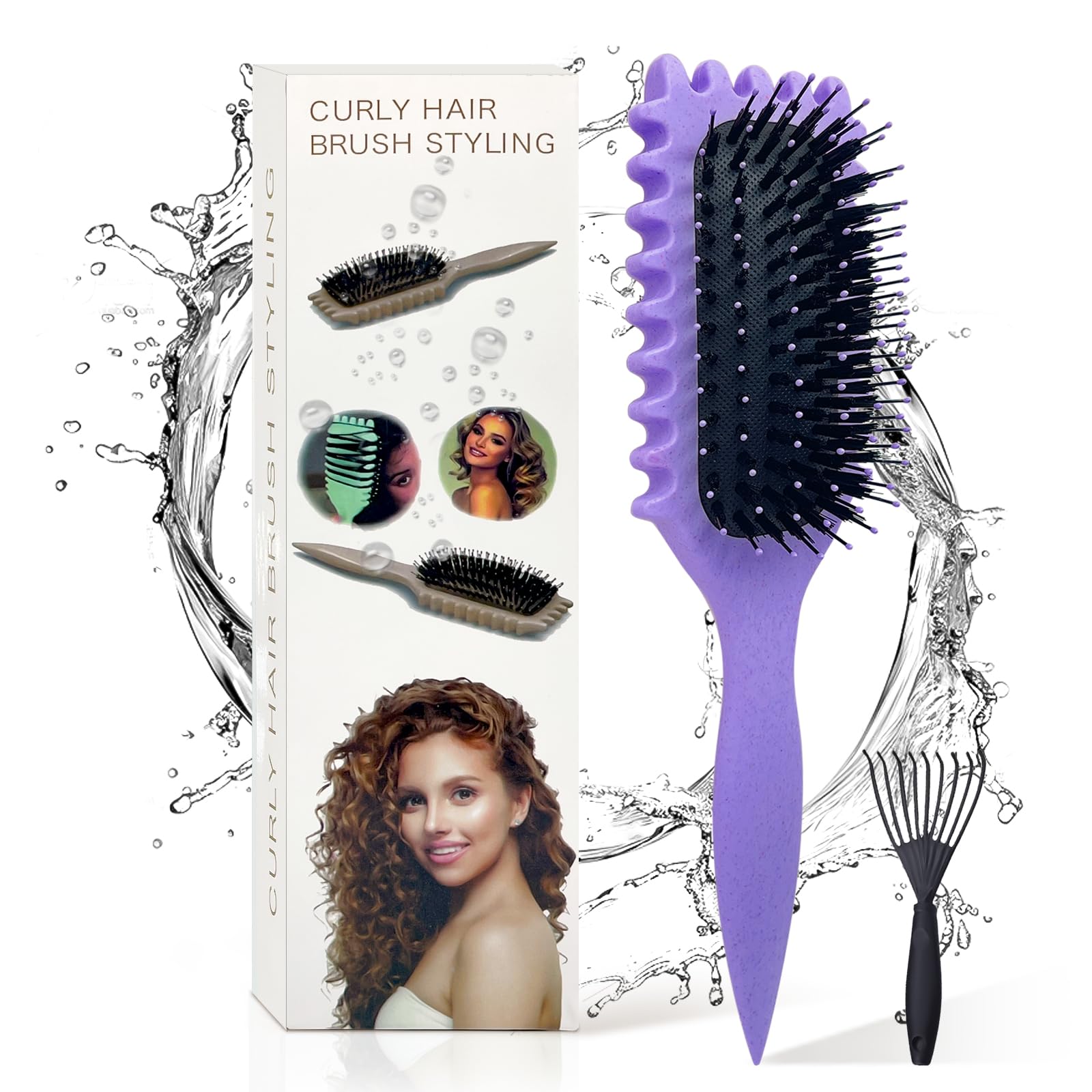 ENGHEK Curly Hair Brush, Bounce Curl Brush for Curl Hair, Curl Defining Brush for Women Men, Detangling Curl Brush Boar Bristle Hair Brush Less Pulling,...